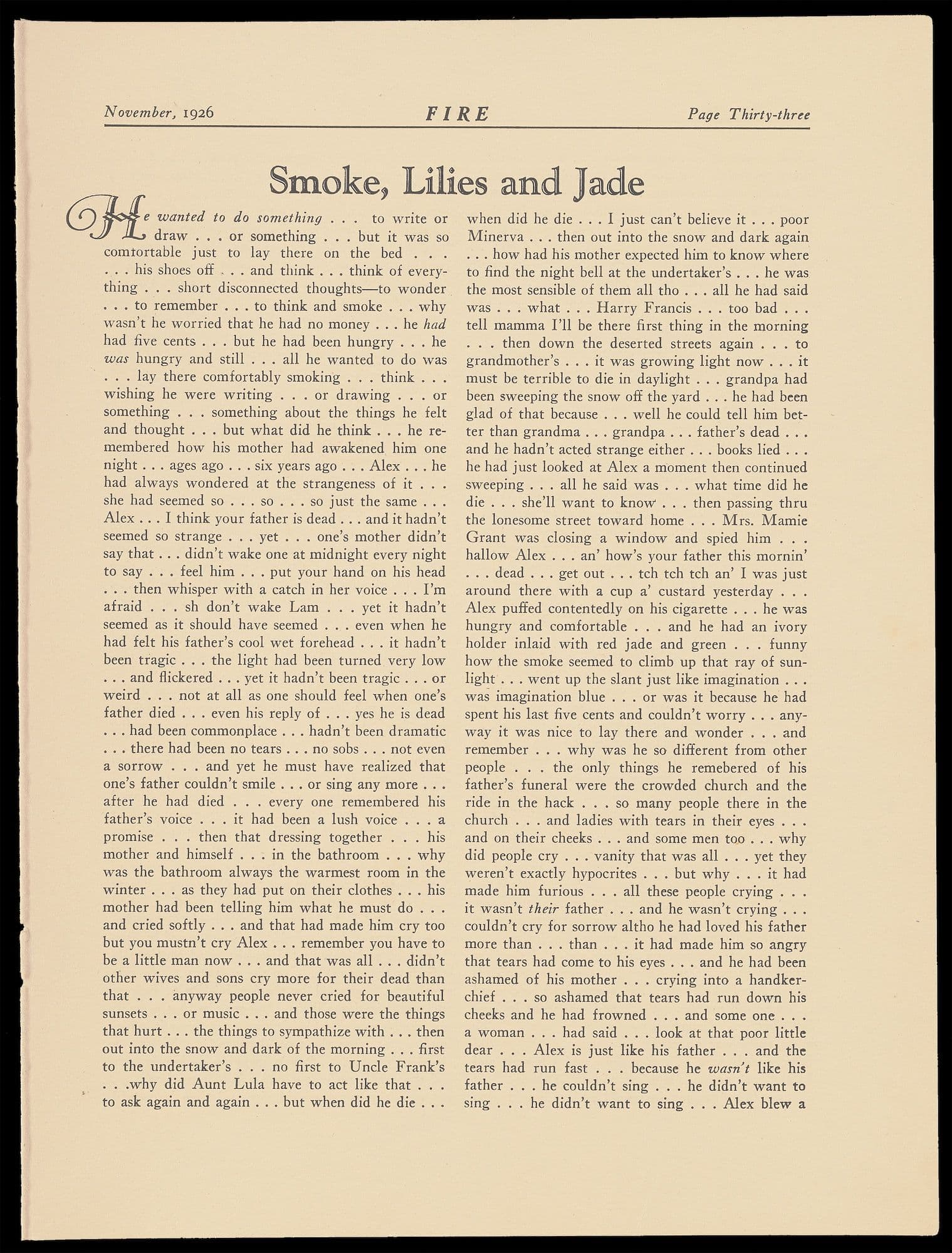 Richard Bruce Nugent, “Smoke, Lilies and Jade”